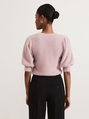 Phase Eight Pink Fern Fluffy Puff Sleeve Knit Jumper - Image 2 of 7