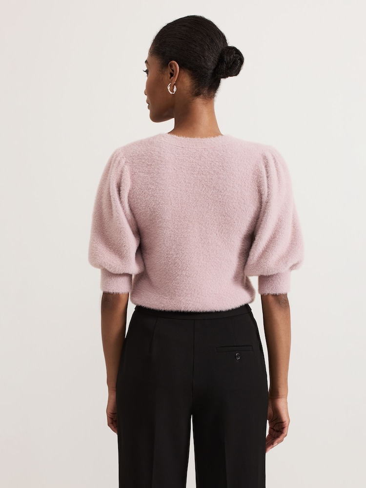 Phase Eight Pink Fern Fluffy Puff Sleeve Knit Jumper - Image 2 of 7