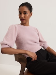 Phase Eight Pink Fern Fluffy Puff Sleeve Knit Jumper - Image 4 of 7
