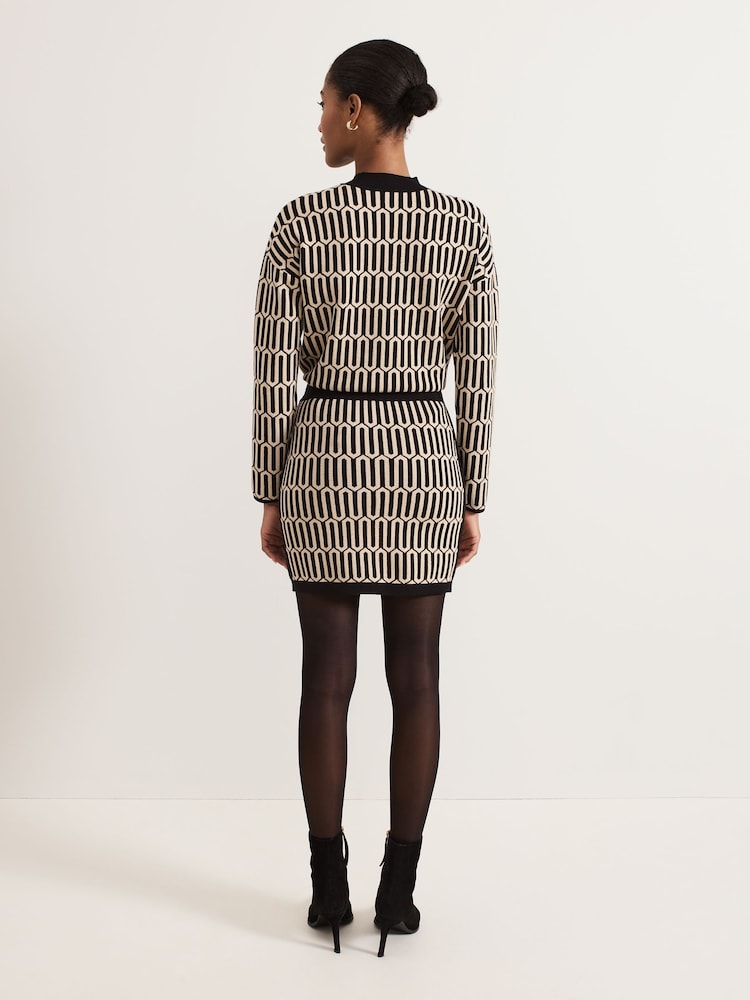 Phase Eight Black/Cream Tanya Metallic Geo Mini Skirt - Image 2 of 7