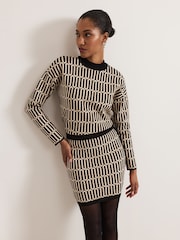 Phase Eight Black/Cream Tanya Metallic Geo Mini Skirt - Image 4 of 7