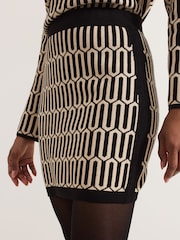 Phase Eight Black/Cream Tanya Metallic Geo Mini Skirt - Image 5 of 7