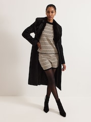 Phase Eight Black/Cream Tanya Metallic Geo Mini Skirt - Image 6 of 7