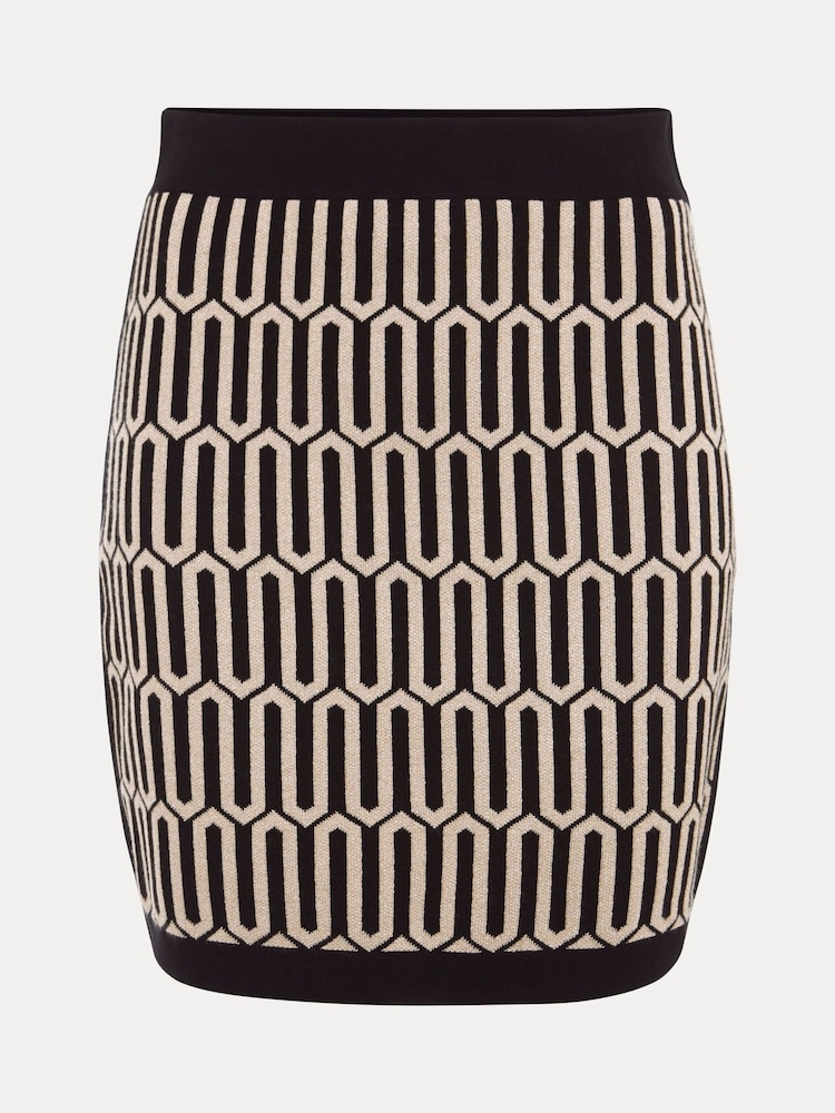 Phase Eight Black/Cream Tanya Metallic Geo Mini Skirt - Image 7 of 7