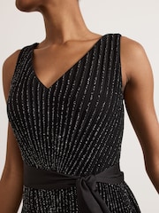 Phase Eight Black Keleche Glitter Pleat Dress - Image 4 of 7