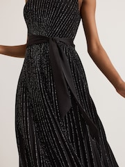 Phase Eight Black Keleche Glitter Pleat Dress - Image 5 of 7