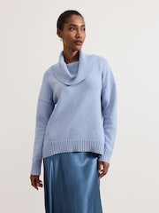 Phase Eight Blue Dara Chunky Cowl Neck Jumper - Image 1 of 7