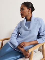 Phase Eight Blue Dara Chunky Cowl Neck Jumper - Image 4 of 7
