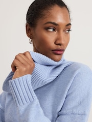 Phase Eight Blue Dara Chunky Cowl Neck Jumper - Image 5 of 7