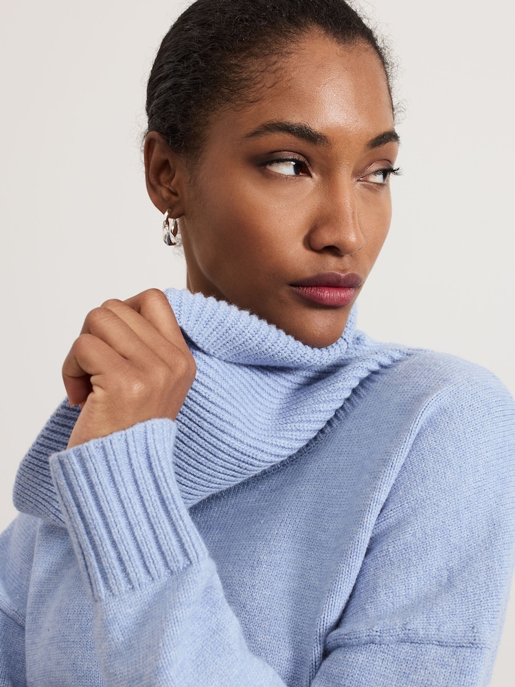 Buy Phase Eight Blue Dara Chunky Cowl Neck Jumper from Next Oman