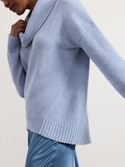 Phase Eight Blue Dara Chunky Cowl Neck Jumper - Image 6 of 7