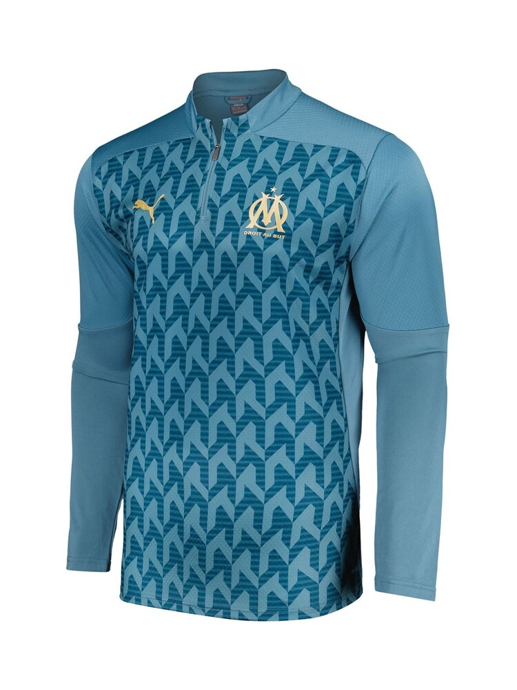 Puma Blue Blue Olympique Marseille Pre Match Quarter Zip Sweatshirt - Image 2 of 3