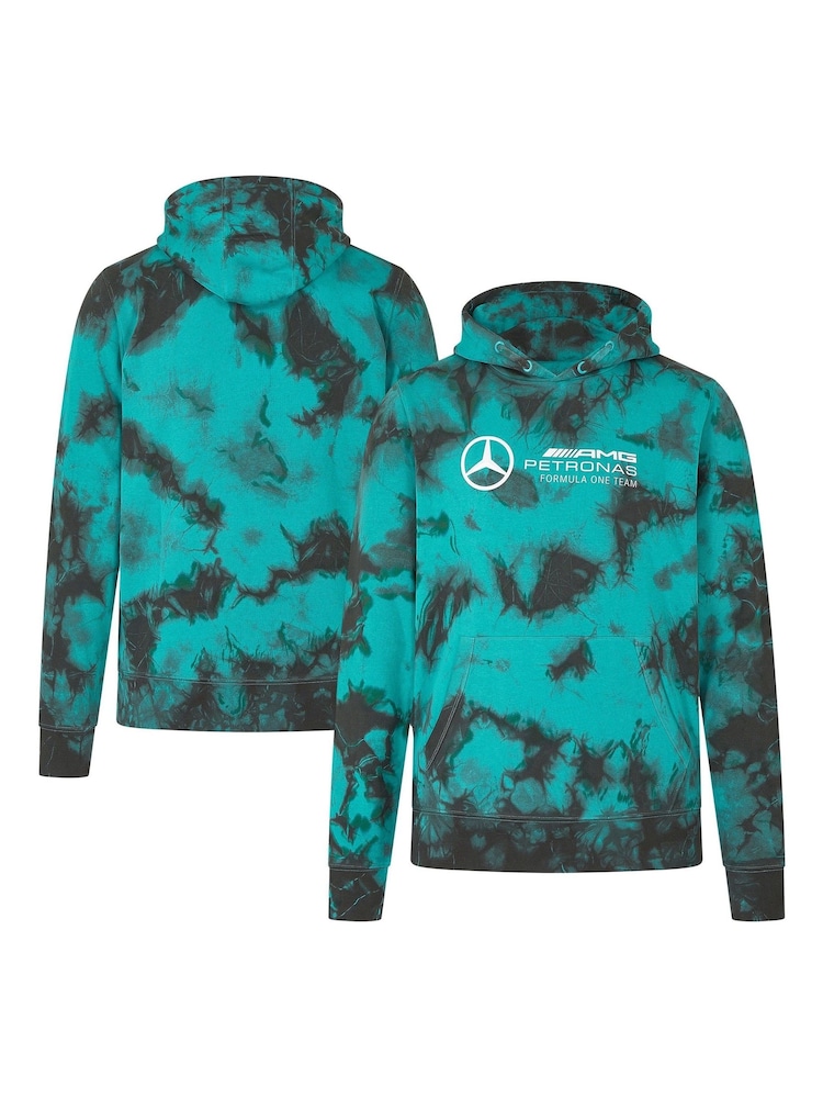 Fanatics Green Mercedes AMG Petronas Tie Dye Hoodie - Image 1 of 3 Fanatics Green Mercedes AMG Petronas Tie Dye Hoodie - Image 1 of 3