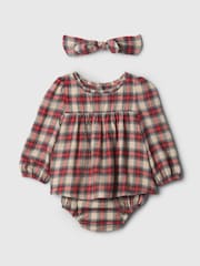 Gap Red Check Dress and Bow Set (Newborn-24mths) - Image 1 of 3