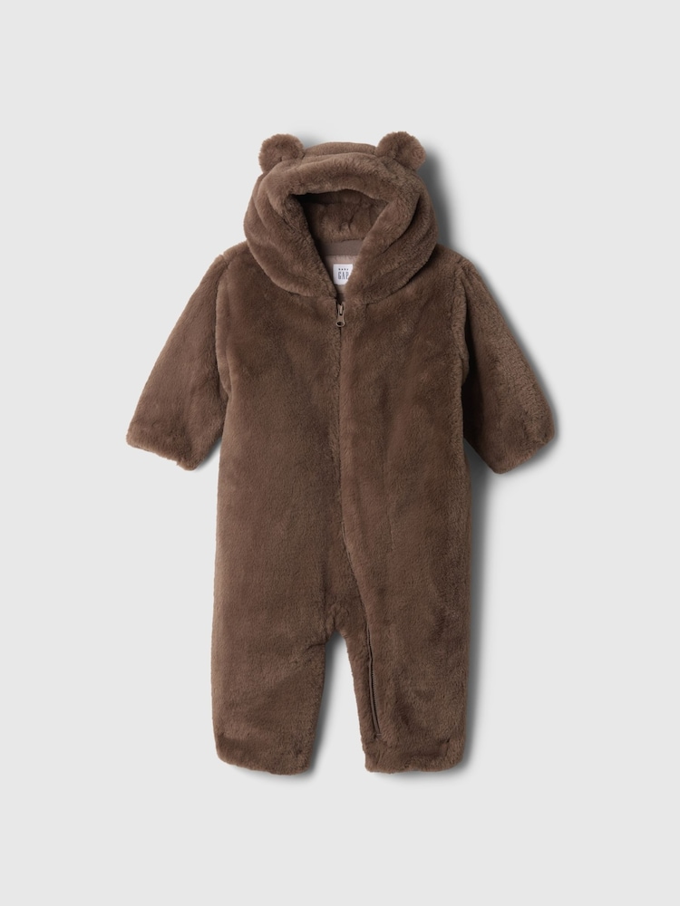Gap Chocolate Brown Faux Fur Bear One-Piece (Newborn-24mths) - Image 1 of 3