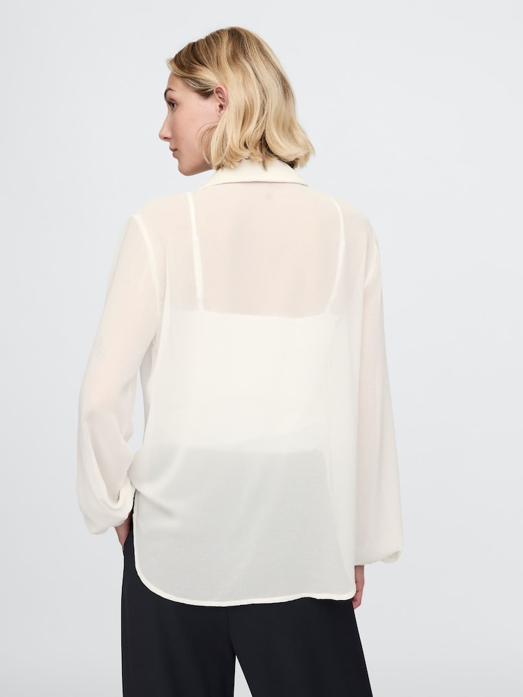 Gap Beige Classic Velvet Oversized Shirt - Image 2 of 4