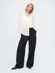 Gap Beige Classic Velvet Oversized Shirt - Image 3 of 4