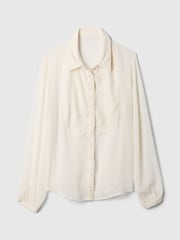Gap Beige Classic Velvet Oversized Shirt - Image 4 of 4
