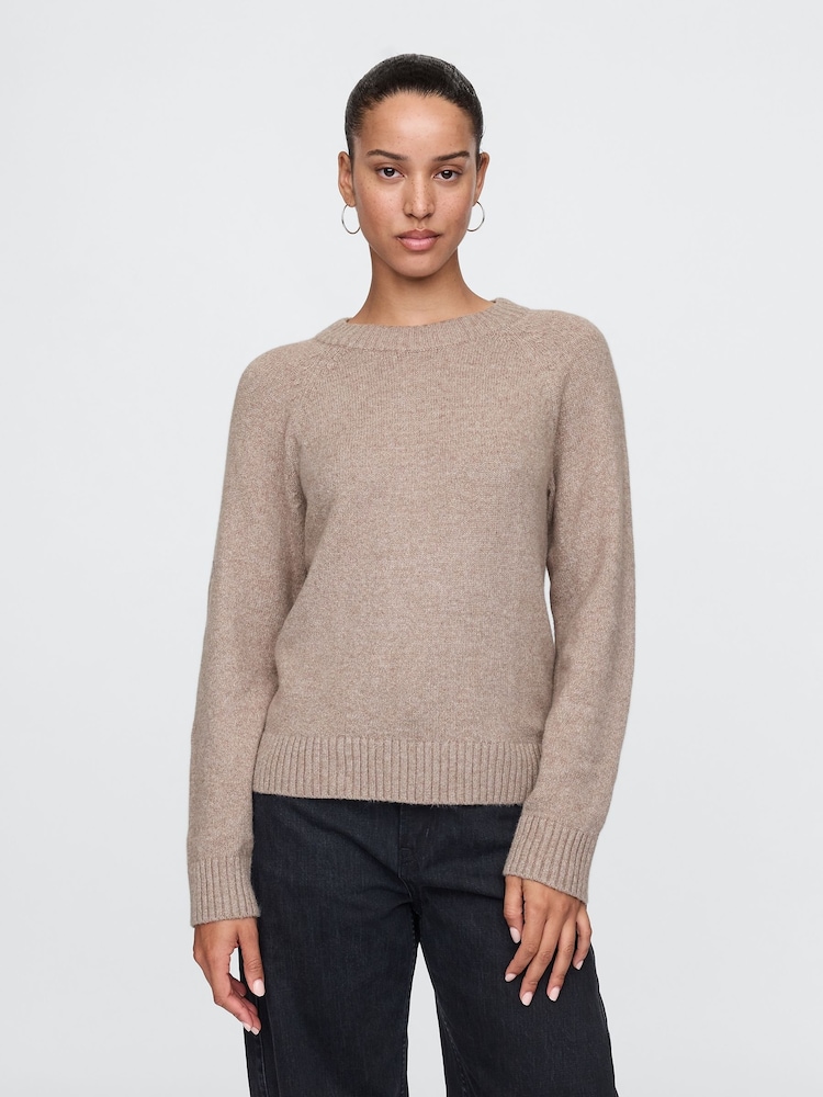 Gap Light Brown CashSoft Textured Crew Neck Jumper - Image 1 of 5