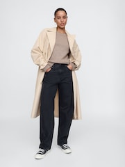 Gap Light Brown CashSoft Textured Crew Neck Jumper - Image 3 of 5