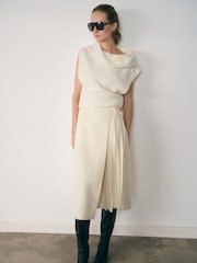 Mango Cream Drap Neck Top - Image 1 of 6