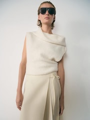 Mango Cream Drap Neck Top - Image 2 of 6