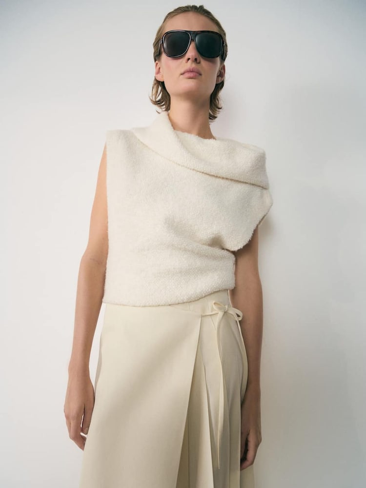 Mango Cream Drap Neck Top - Image 2 of 6