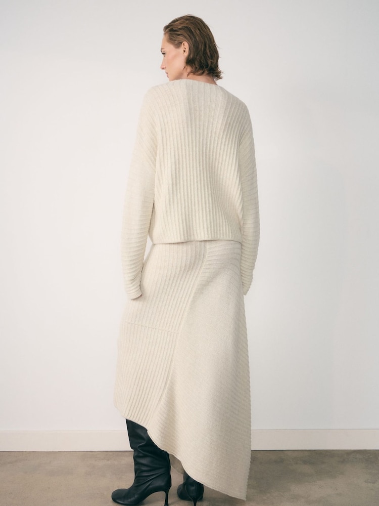 Mango Cream Asymetric Knitted Skirt - Image 2 of 6