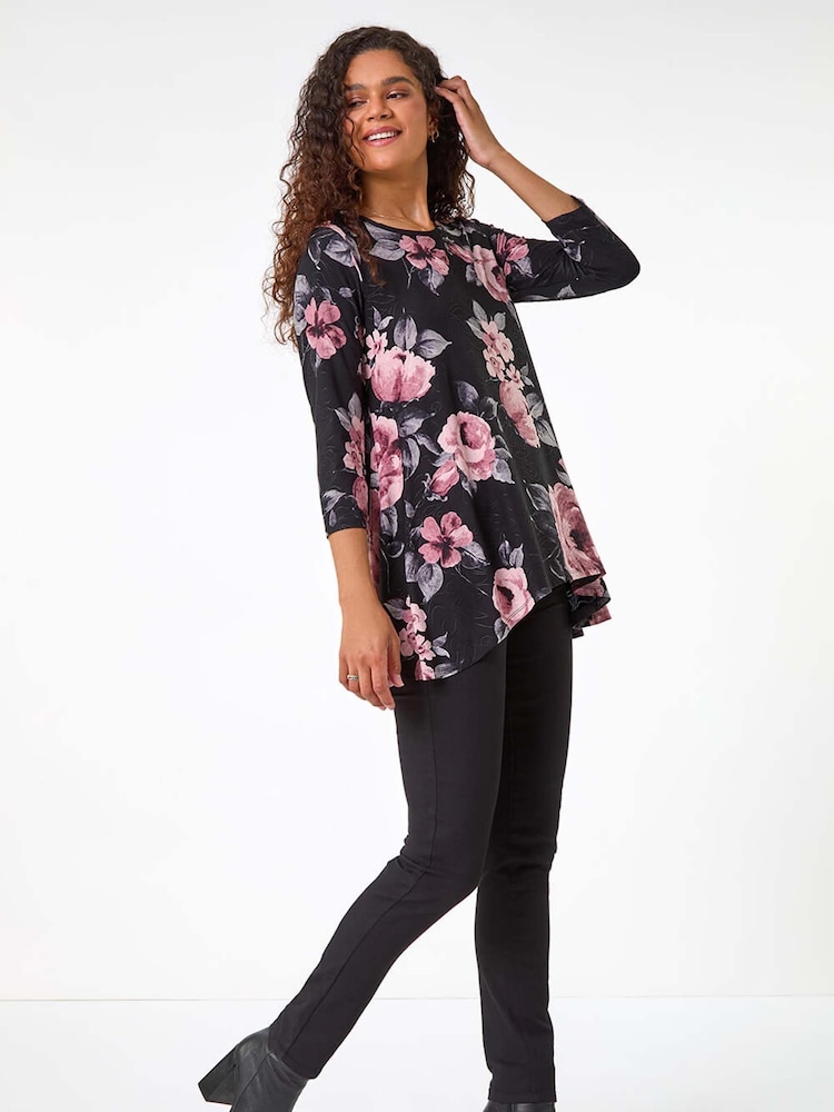 Roman Pink Jacquard Floral Tunic - Image 1 of 6