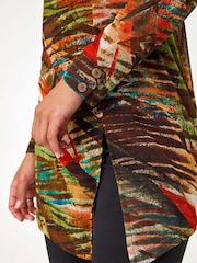 Roman Orange Abstract Print Cowl Neck Tunic Top - Image 5 of 5