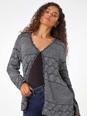 Roman Black Shimmer Crew Neck Knit Cardigan - Image 5 of 6