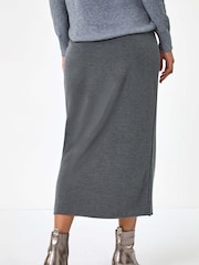 Roman Grey Soft Touch Rib Midi Skirt - Image 5 of 6
