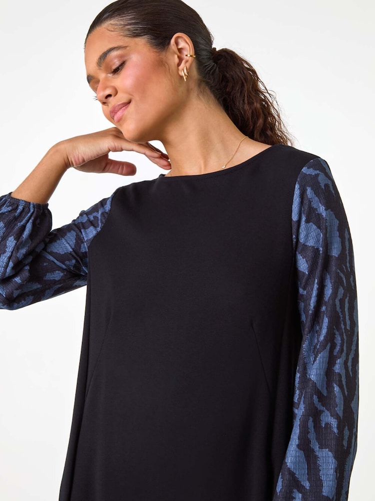 Roman Contrast Sleeve A-Line Stretch Dress - Imagen 5 de 5 Roman Contrast Sleeve A-Line Stretch Dress - Imagen 5 de 5