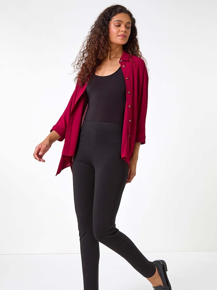 Roman Black Pocket Detail Stretch Ponte Trousers - Image 2 of 5
