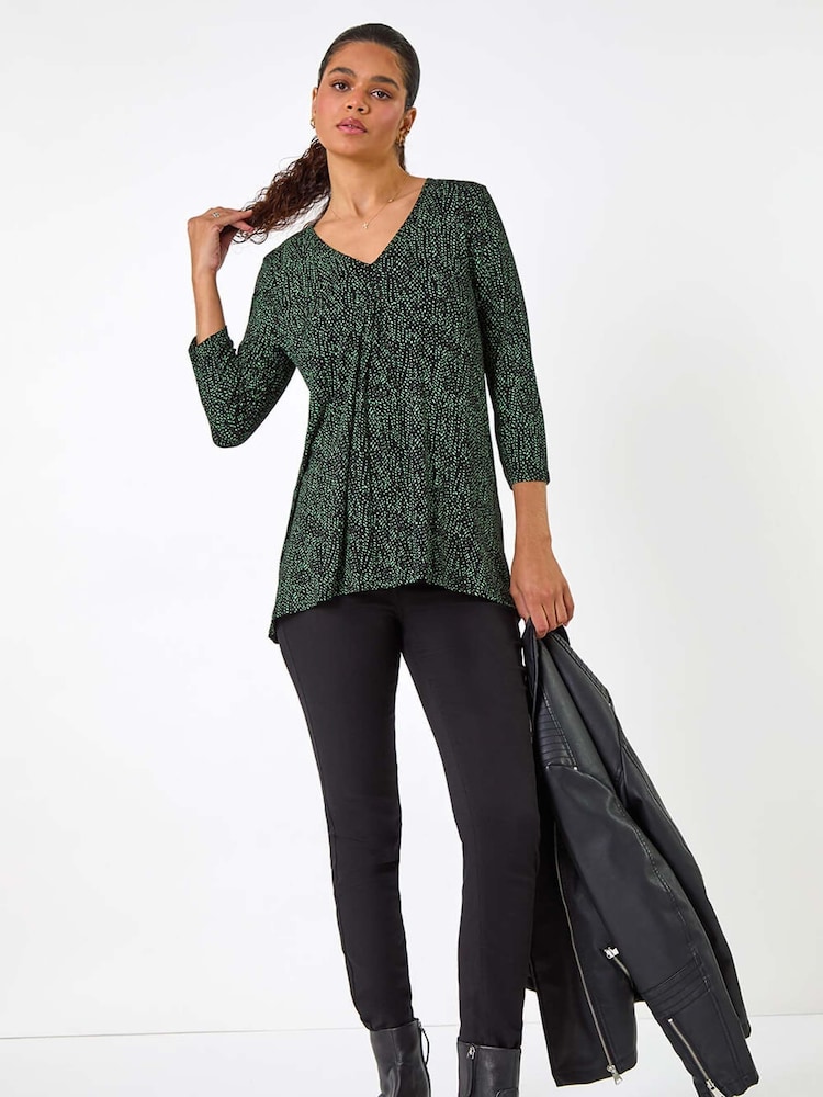Blusa tipo túnica con pliegues en la parte delantera y estampado de lunares de Roman - Imagen 1 de 5 Blusa tipo túnica con pliegues en la parte delantera y estampado de lunares de Roman - Imagen 1 de 5