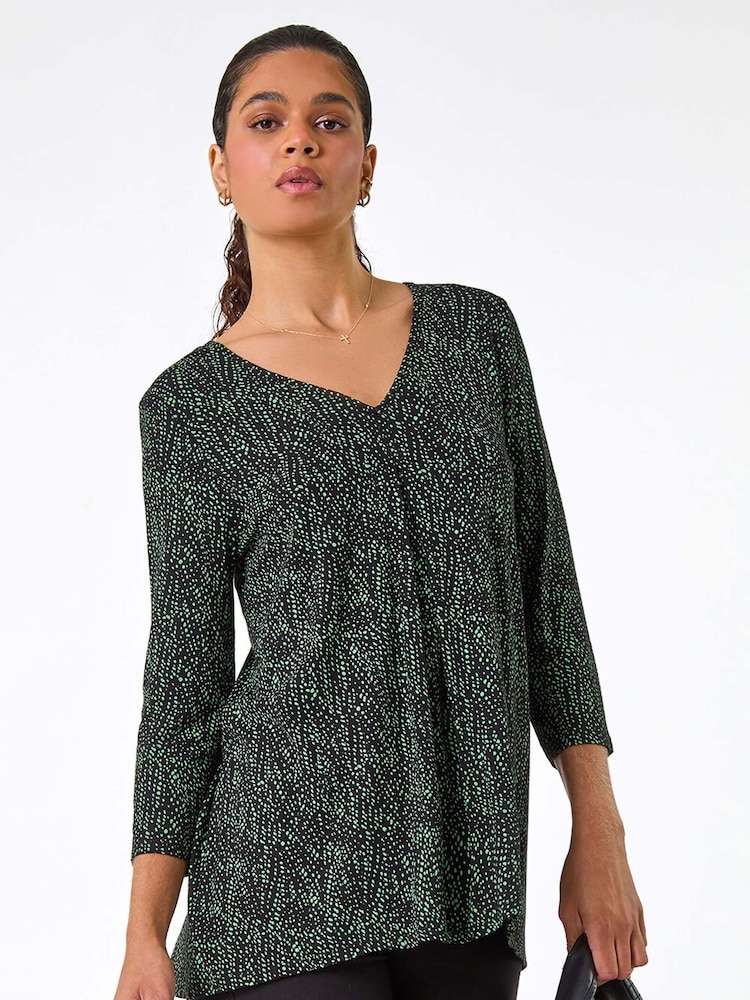Blusa tipo túnica con pliegues en la parte delantera y estampado de lunares de Roman - Imagen 2 de 5 Blusa tipo túnica con pliegues en la parte delantera y estampado de lunares de Roman - Imagen 2 de 5