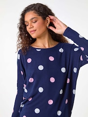 Roman Blue Spot Print Snit Top - Image 1 of 5