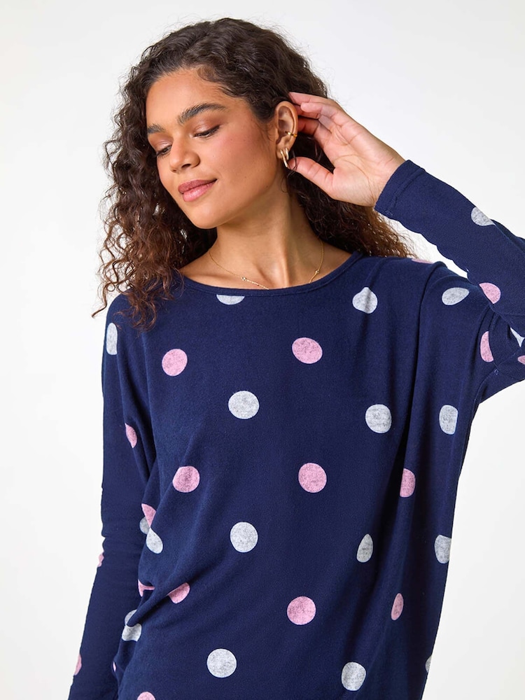 Roman Blue Spot Print Snit Top - Image 1 of 5