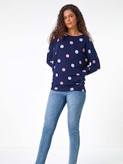 Roman Blue Spot Print Snit Top - Image 2 of 5