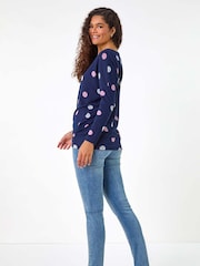 Roman Blue Spot Print Snit Top - Image 3 of 5