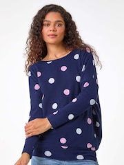 Roman Blue Spot Print Snit Top - Image 4 of 5