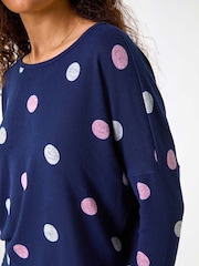 Roman Blue Spot Print Snit Top - Image 5 of 5