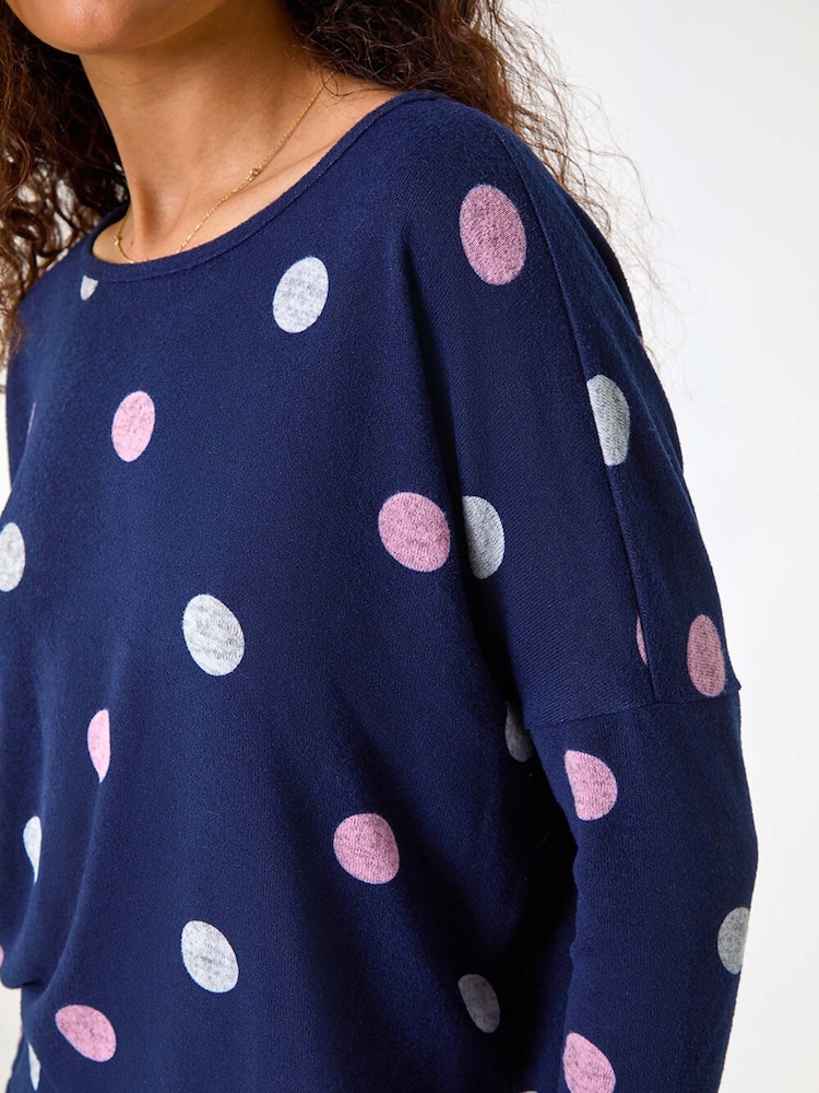 Roman Blue Spot Print Snit Top - Image 5 of 5
