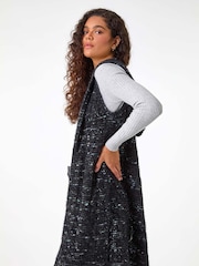 Roman Black Textured Fluffy Knit Hooded Gilet - Image 4 of 6