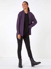 Roman Purple Edge To Edge Pointelle Knit Cardigan - Image 1 of 5