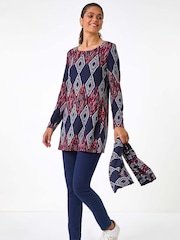 Túnica Longline Estampada Romana - Imagem 1 de 5