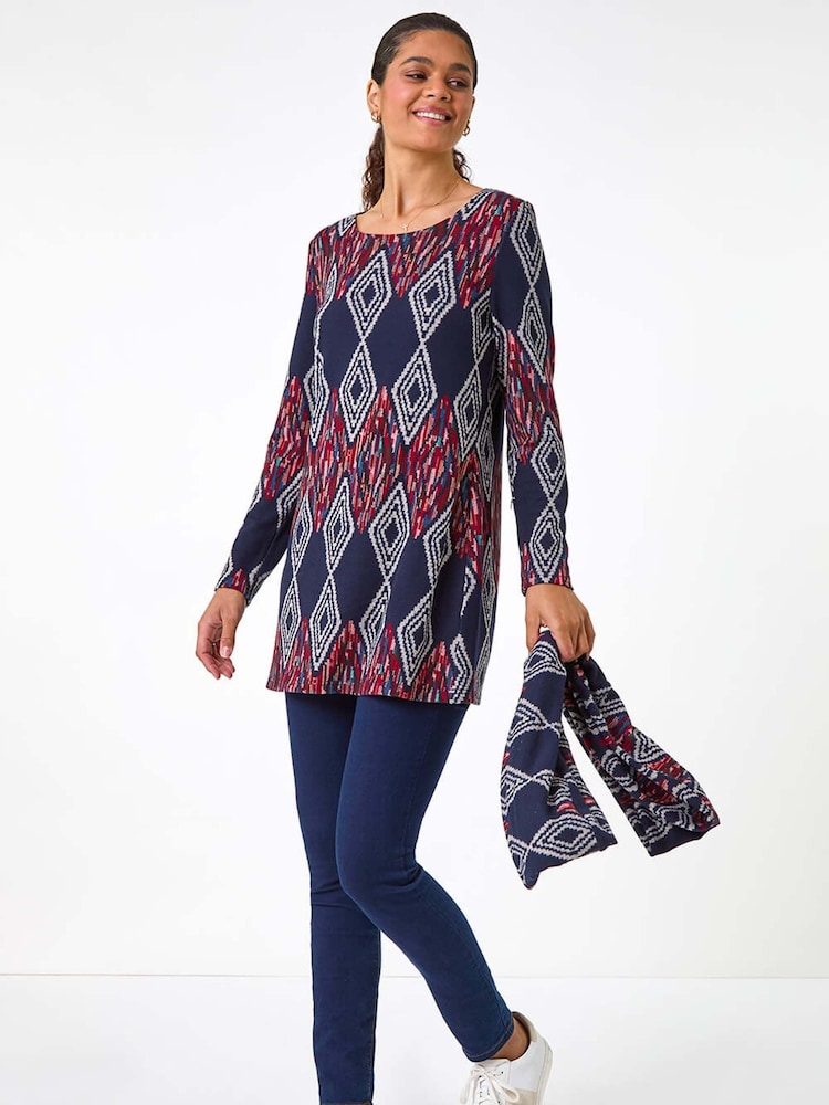 Túnica Longline Estampada Romana - Imagem 1 de 5