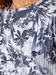 Roman Grey Floral Print Ribbed Top - Image 6 of 6