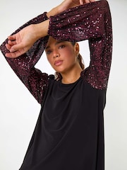 Roman Sequin Sleeve Stretch Top - Imagen 1 de 5