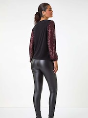 Roman Sequin Sleeve Stretch Top - Imagen 3 de 5